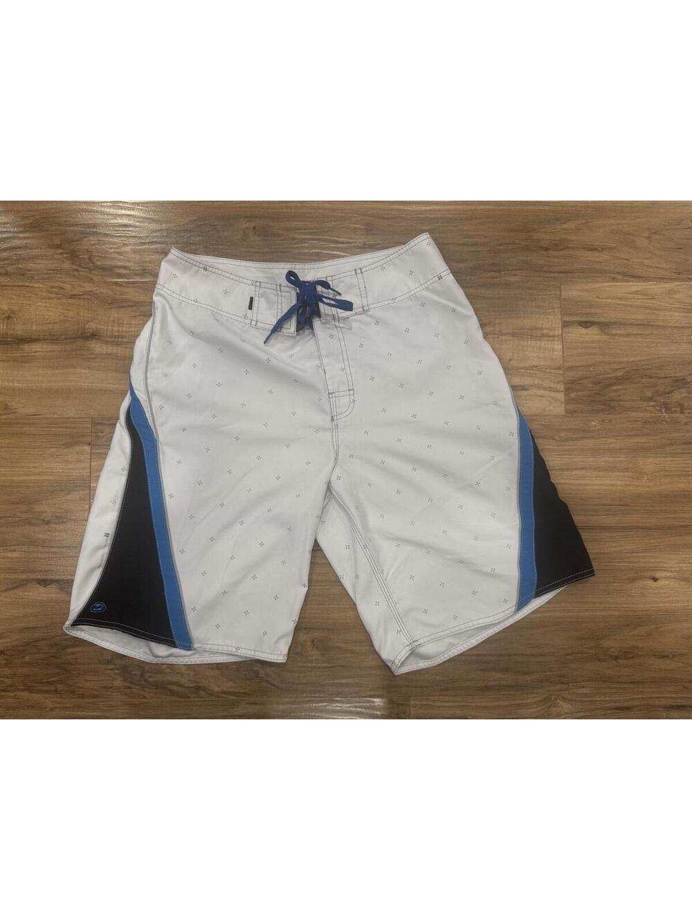 Billabong Board Shorts Men’s Size 32 White Blue Surf Swim Trunks Pocket